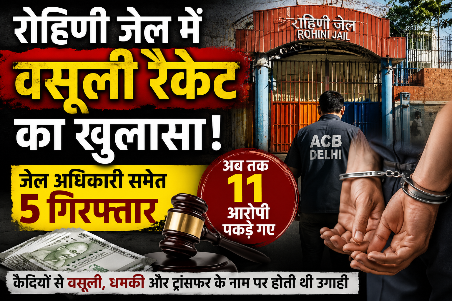 Rohini Jail: रोहिणी जेल में महा-उगाही रैकेट का भंडाफोड़! बड़े गैंगस्टर से जुड़े तार, जेल अधिकारी और वकील समेत 5 गिरफ्तार