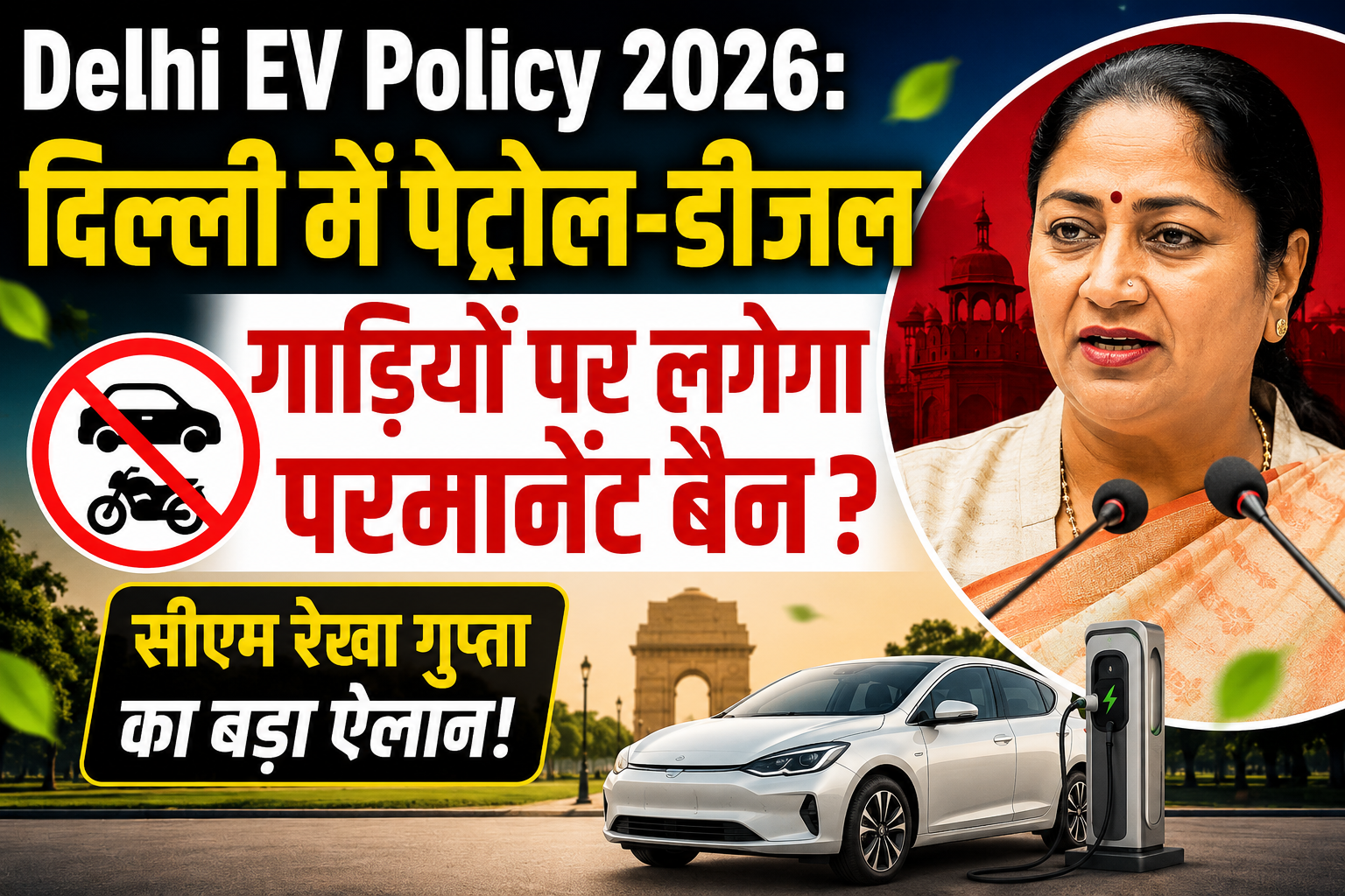 Delhi EV Policy 2026: दिल्ली में पेट्रोल-डीजल गाड़ियों पर लगेगा परमानेंट बैन? सीएम रेखा गुप्ता का बड़ा ऐलान!