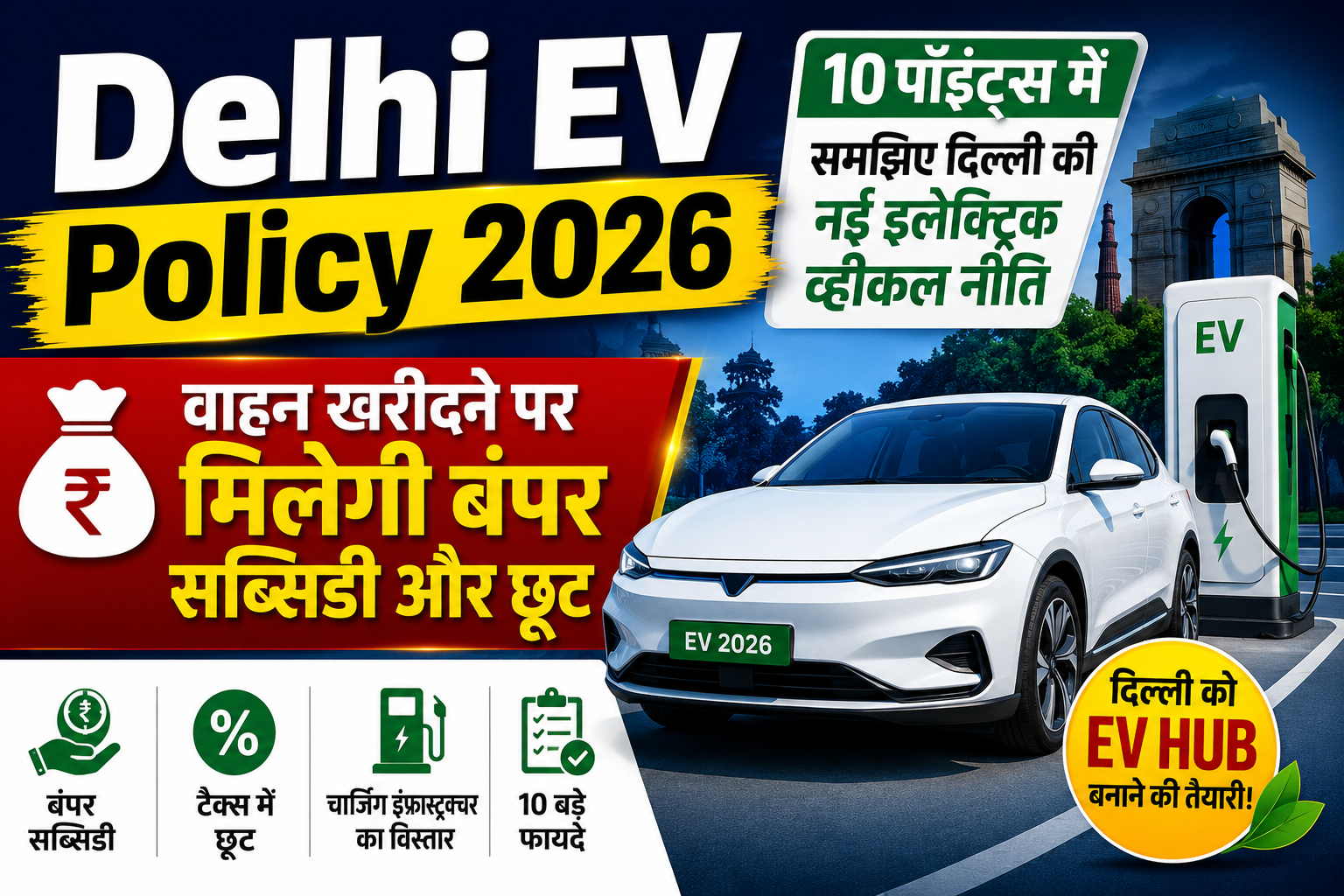Delhi EV Policy 2026: 10 पॉइंट्स में समझिए दिल्ली की नई इलेक्ट्रिक व्हीकल नीति, वाहन खरीदने पर मिलेगी बंपर सब्सिडी और छूट