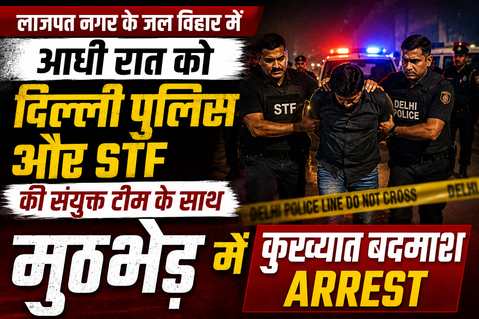 Delhi Police Encounter: आधी रात को थर्राया लाजपत नगर, 113 मुकदमों वाले 'तूतन' को पुलिस ने बीच सड़क घेरा