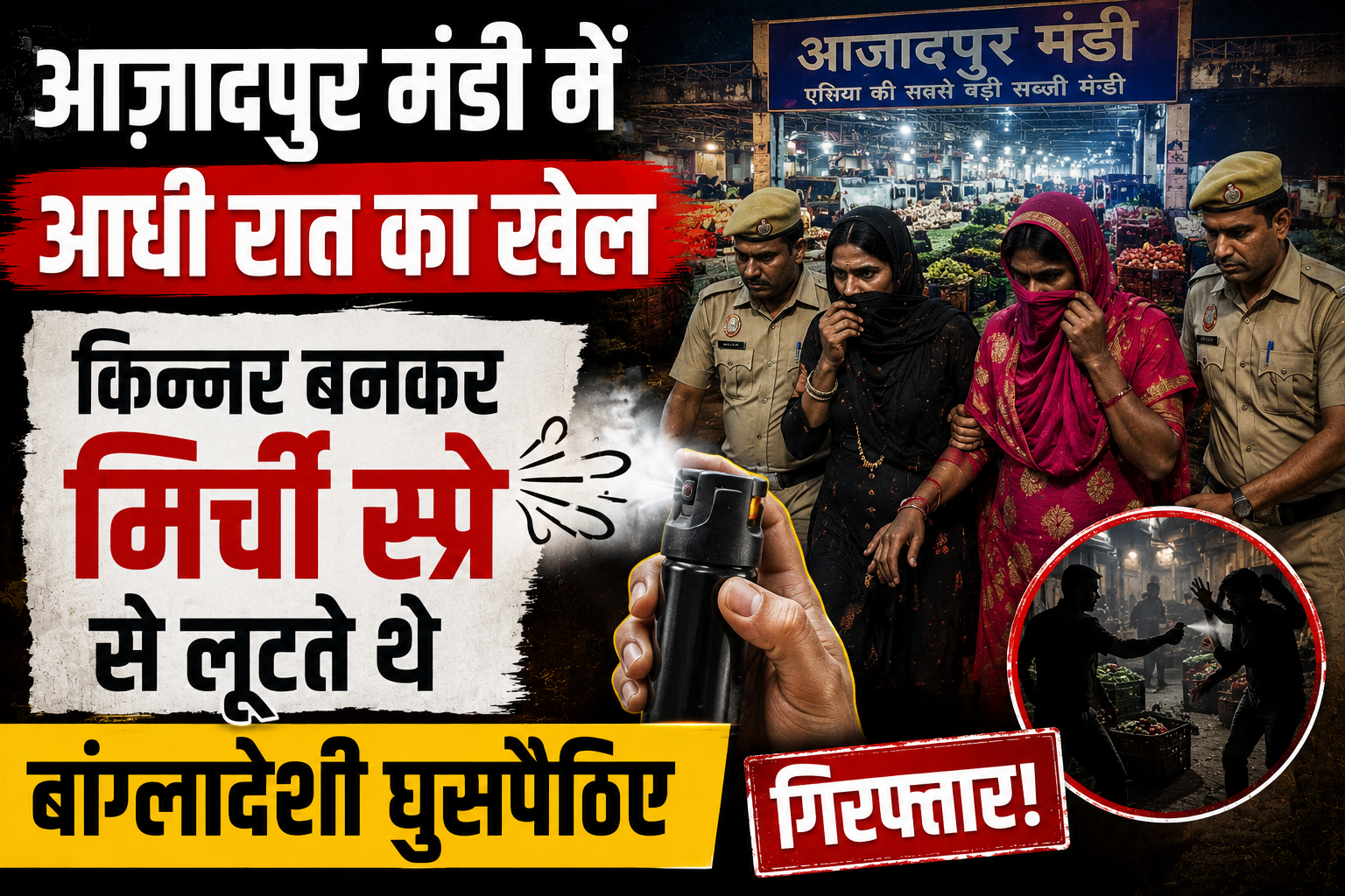 Delhi Crime News: आजादपुर मंडी में आधी रात का खेल, किन्नर बनकर मिर्ची स्प्रे से लूटते थे बांग्लादेशी घुसपैठिए