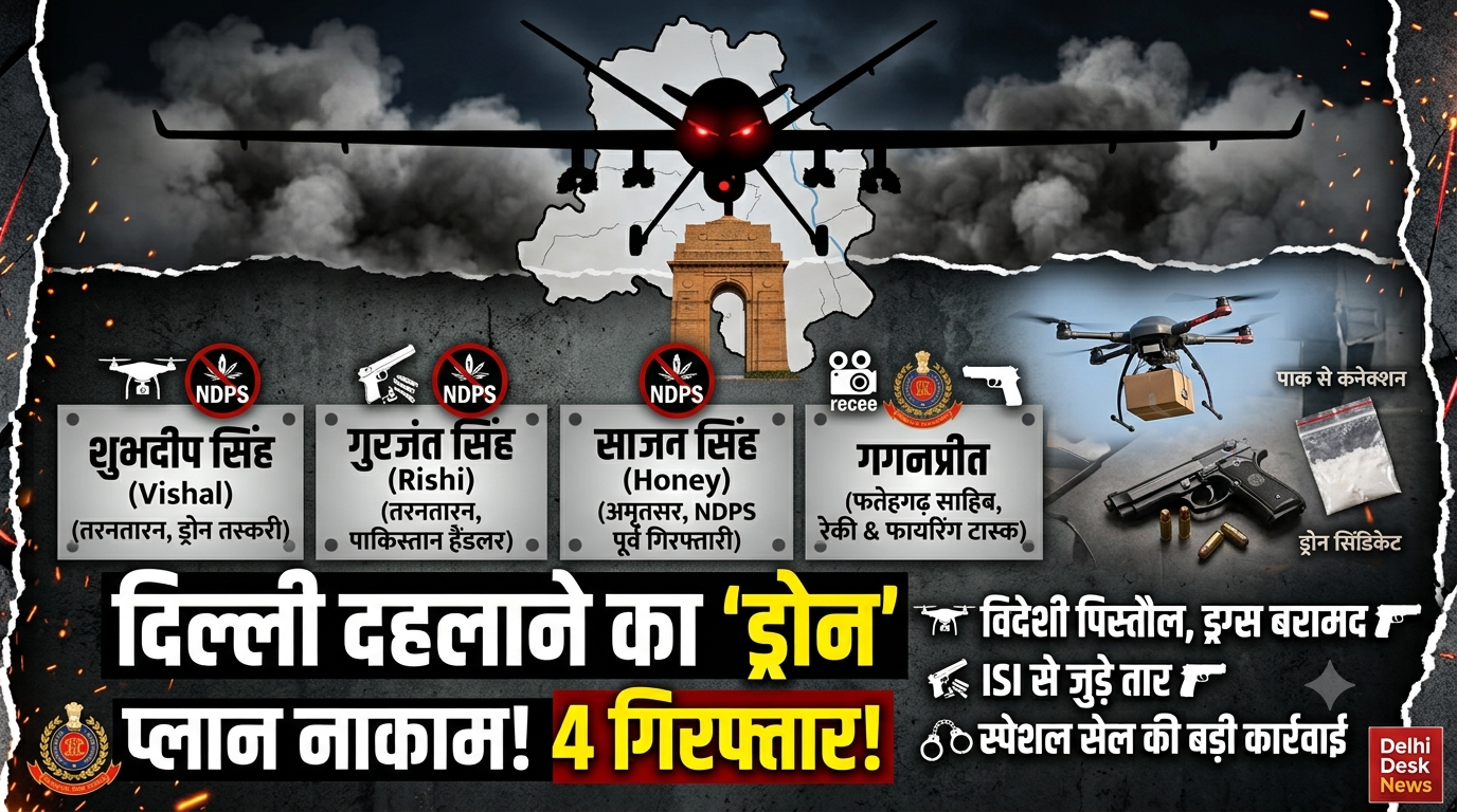 ड्रोन, ड्रग्स और दिल्ली दहलाने का प्लान हुआ नाकाम, स्पेशल सेल ने 4 को दबोचा