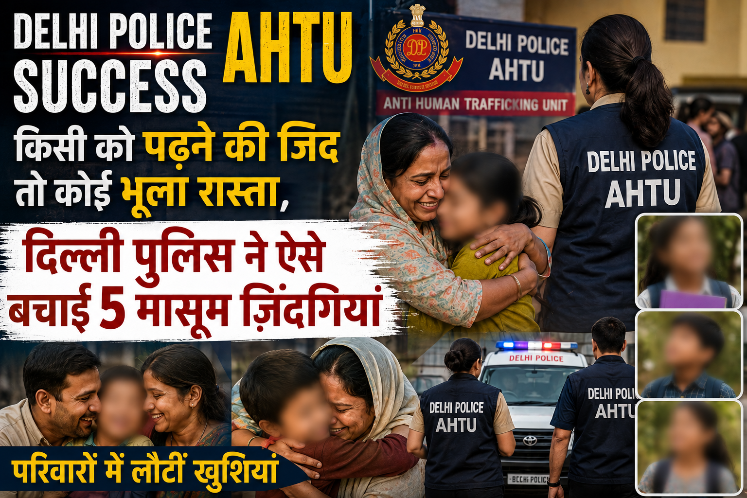 Delhi Police AHTU Success: किसी को पढ़ने की जिद तो कोई भूला रास्ता, दिल्ली पुलिस ने ऐसे बचाईं 5 मासूम जिंदगियां, परिवारों में लौटीं खुशियां