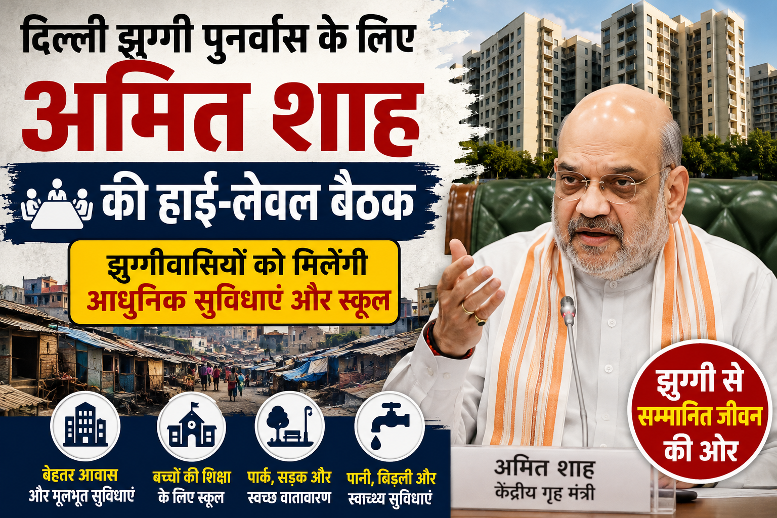 झुग्गियों के पुनर्विकास के लिए गृहमंत्री अमित शाह ने संभाली कमान, Delhi Slum Rehabilitation को लेकर लिया बड़ा फैसला