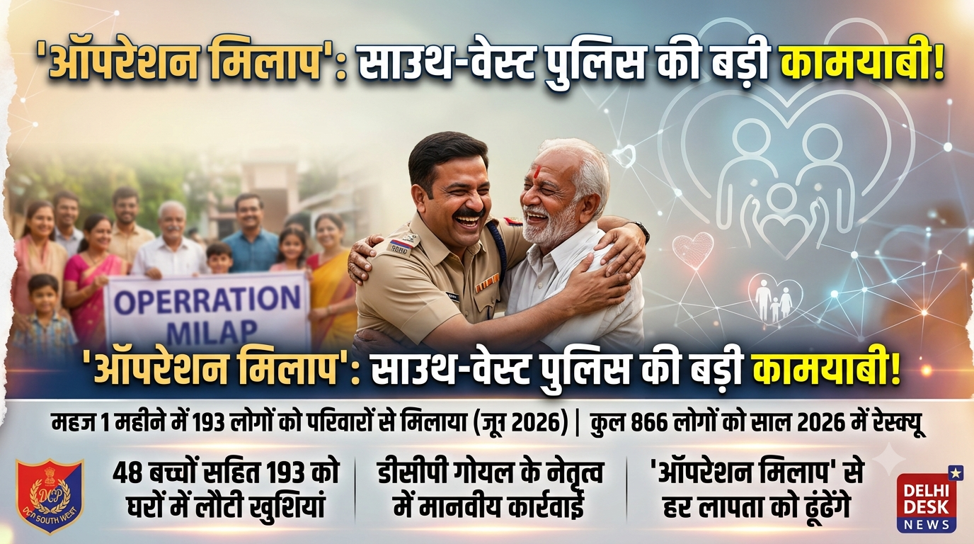 'ऑपरेशन मिलाप' से घरों में लौटीं खुशियां, साउथ-वेस्ट दिल्ली पुलिस ने जून में 193 लापता लोगों को परिवारों से मिलाया