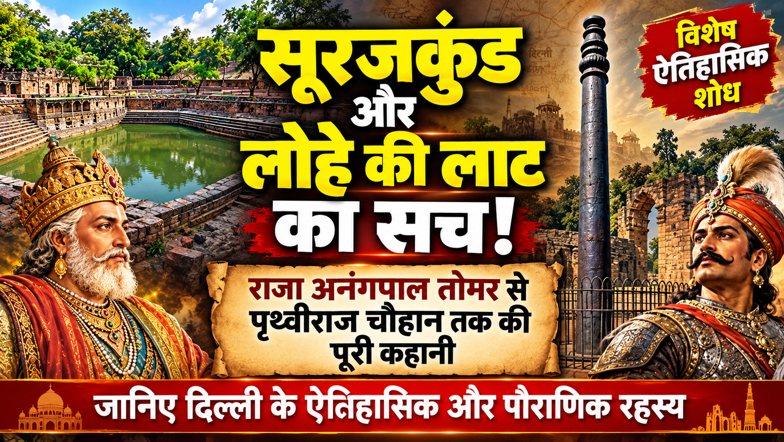 सूरजकुंड से लेकर लोहे की लाट तक: जानिए राजा अनंगपाल के बेटों, कुतुब मीनार के खगोलीय रहस्यों और दिल्ली का पूरा इतिहास!
