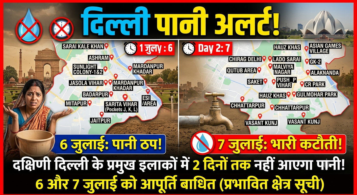Delhi water crisis: दिल्ली के इन इलाकों में दो दिनों तक नहीं आएगा पानी
